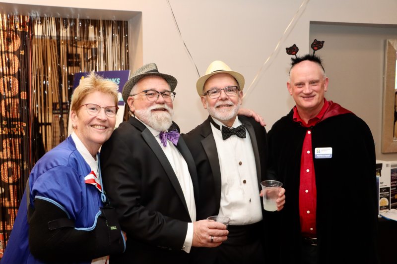 People came dressed in costumes and casino wear for the HAP fundraiser. Shown are (l-r) Terry Alvey, Michael Hayes, Frank Delia and Patrick Carroll, HAP CEO.